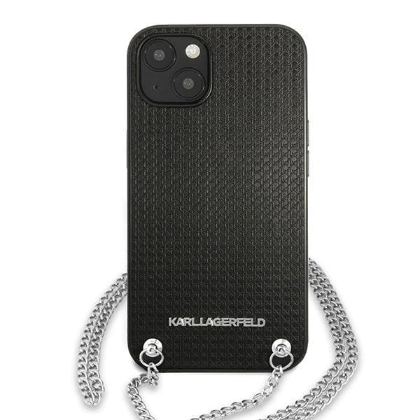 Karl Lagerfeld Leather Textured and Chain Case for iPhone 13 / 14 / 15 6.1" - Black_2