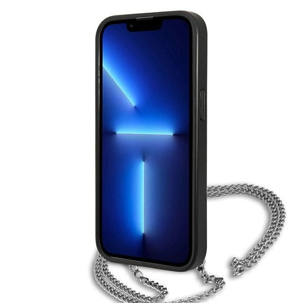 Karl Lagerfeld Leather Textured and Chain Case for iPhone 13 / 14 / 15 6.1" - Black_4