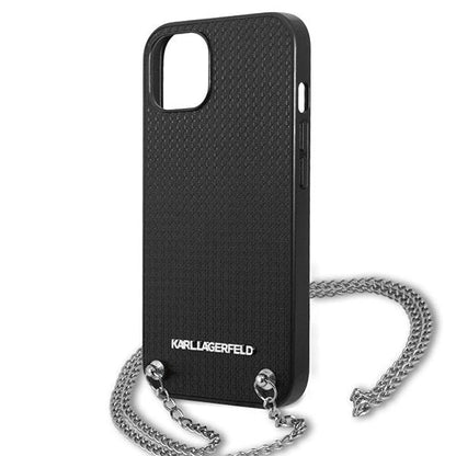 Karl Lagerfeld Leather Textured and Chain Case for iPhone 13 / 14 / 15 6.1" - Black_5