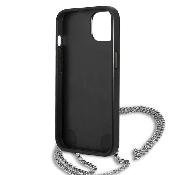 Karl Lagerfeld Leather Textured and Chain Case for iPhone 13 / 14 / 15 6.1" - Black_6