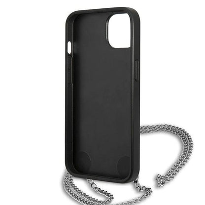 Karl Lagerfeld Leather Textured and Chain Case for iPhone 13 / 14 / 15 6.1" - Black_6