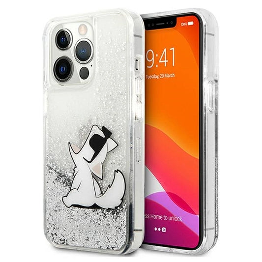 Karl Lagerfeld Liquid Glitter Choupette Fun case for iPhone 13 Pro Max 6.7&quot; - silver_0