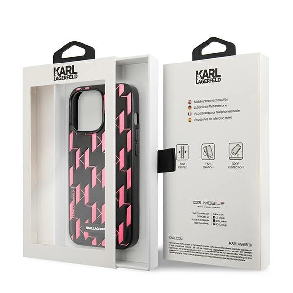 Karl Lagerfeld Monogram Plaque iPhone 13 Pro Max 6.7" Case - Pink_7