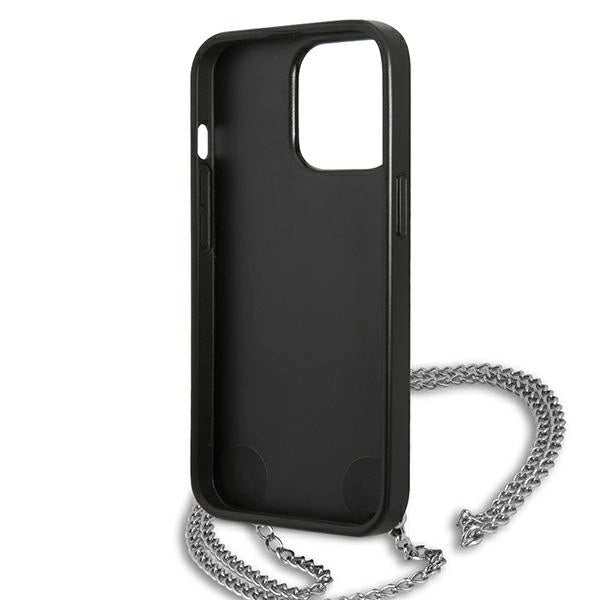Karl Lagerfeld Leather Textured and Chain Case for iPhone 13 Pro Max 6.7" - Black_6