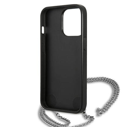 Karl Lagerfeld Leather Textured and Chain Case for iPhone 13 Pro Max 6.7" - Black_6