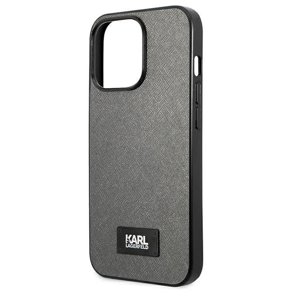 Karl Lagerfeld Saffiano Plaque Case for iPhone 13 Pro Max 6.7" - Silver_5
