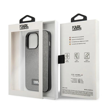 Karl Lagerfeld Saffiano Plaque Case for iPhone 13 Pro Max 6.7" - Silver_7