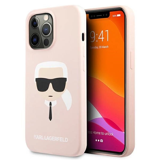Karl Lagerfeld Silicone Karl`s Head Case for iPhone 13 Pro Max 6.7" - Light Pink_0