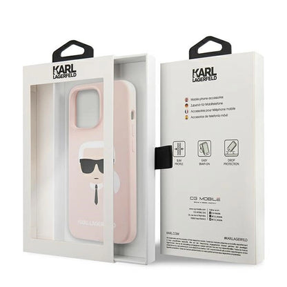 Karl Lagerfeld Silicone Karl`s Head Case for iPhone 13 Pro Max 6.7" - Light Pink_7