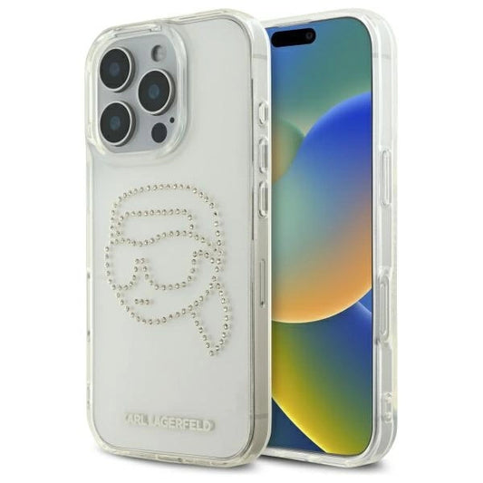 Karl Lagerfeld KLHCP16XHKHDCELT iPhone 16 Pro Max 6.9" transparent hardcase IML Rhinestones Karl Head_0