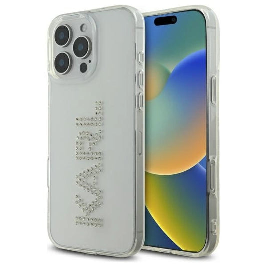 Karl Lagerfeld KLHCP16XHKLSTDCT iPhone 16 Pro Max 6.9" Clear Hard Case IML Rhinestones Logo_0