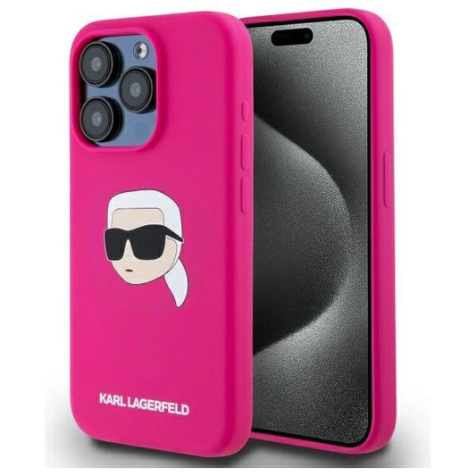 Karl Lagerfeld KLHMP15LSKHPPPLF iPhone 15 Pro 6.1&quot; fuchsia/fuschia hardcase Silicone Karl Head Print MagSafe_0