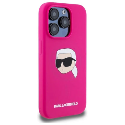 Karl Lagerfeld KLHMP15LSKHPPPLF iPhone 15 Pro 6.1&quot; fuchsia/fuschia hardcase Silicone Karl Head Print MagSafe_3
