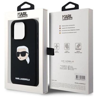 Karl Lagerfeld KLHMP15LSKHPPLK iPhone 15 Pro 6.1" black/black hardcase Silicone Karl Head Print MagSafe_7
