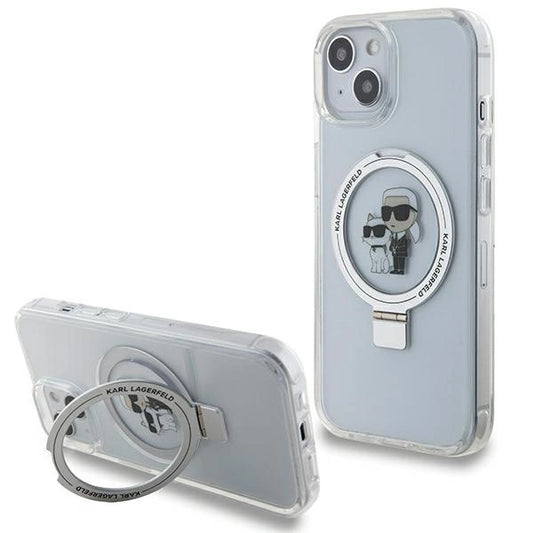 Karl Lagerfeld KLHMP15SHMRSKCH iPhone 15 / 14 / 13 6.1" white/white hardcase Ring Stand Karl&amp;Choupette MagSafe_0