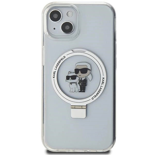 Karl Lagerfeld KLHMP15SHMRSKCH iPhone 15 / 14 / 13 6.1" white/white hardcase Ring Stand Karl&amp;Choupette MagSafe_2