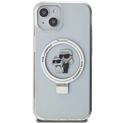 Karl Lagerfeld KLHMP15SHMRSKCH iPhone 15 / 14 / 13 6.1" white/white hardcase Ring Stand Karl&amp;Choupette MagSafe_2