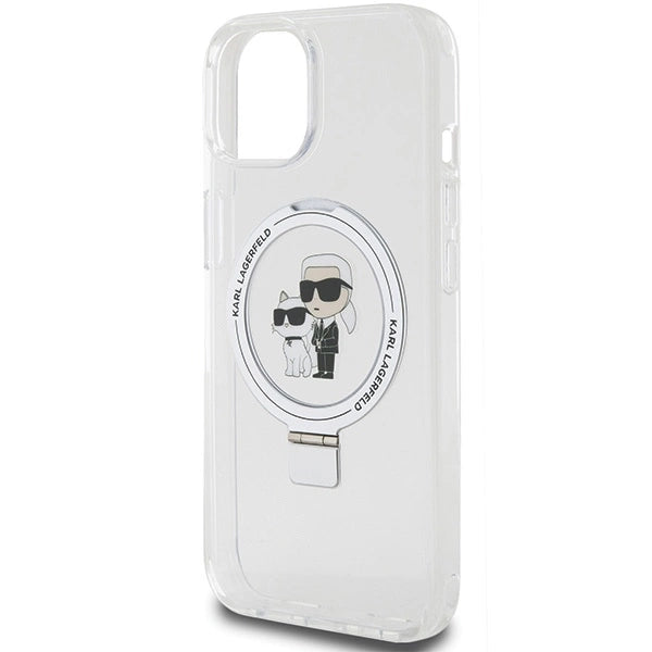 Karl Lagerfeld KLHMP15SHMRSKCH iPhone 15 / 14 / 13 6.1" white/white hardcase Ring Stand Karl&amp;Choupette MagSafe_5