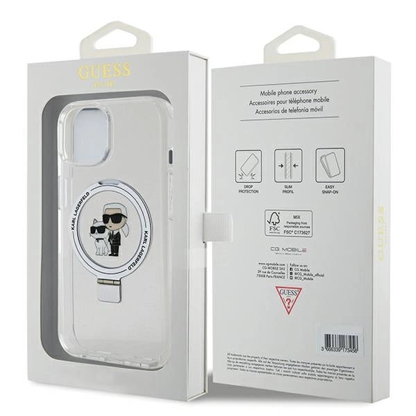 Karl Lagerfeld KLHMP15SHMRSKCH iPhone 15 / 14 / 13 6.1" white/white hardcase Ring Stand Karl&amp;Choupette MagSafe_7