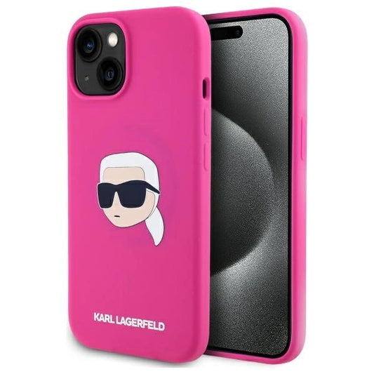 Karl Lagerfeld KLHMP15SSKHPPLF iPhone 15 6.1&quot; fuchsia/fuschia hardcase Silicone Karl Head Print MagSafe_0