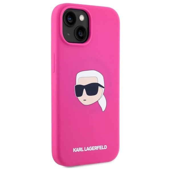 Karl Lagerfeld KLHMP15SSKHPPLF iPhone 15 6.1&quot; fuchsia/fuschia hardcase Silicone Karl Head Print MagSafe_3