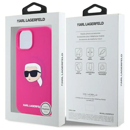 Karl Lagerfeld KLHMP15SSKHPPLF iPhone 15 6.1&quot; fuchsia/fuschia hardcase Silicone Karl Head Print MagSafe_7