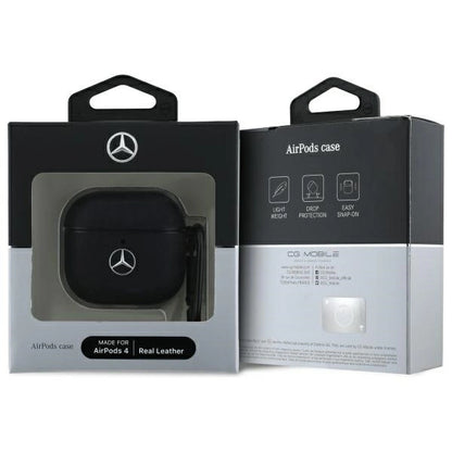 Mercedes MEA4CSLBK AirPods 4 cover black/black Leather Metal Logo_2
