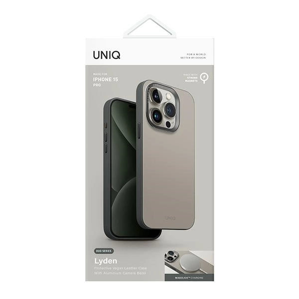Uniq Lyden DS iPhone 15 Pro 6.1" Magclick Charging case beige-green/ivory-lichen green_5
