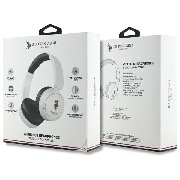 US Polo Bluetooth Headphones USHPV6PUNH White DH Color Logo_3