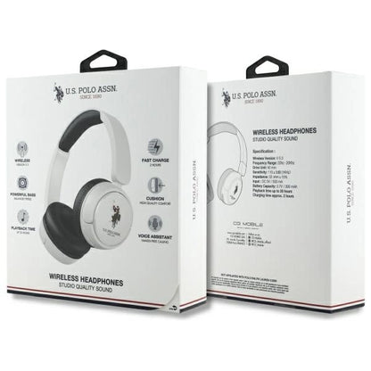 US Polo Bluetooth Headphones USHPV6PUNH White DH Color Logo_3
