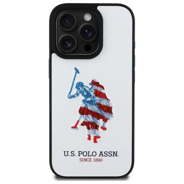 US Polo USHCP15XPUSH iPhone 15 Pro Max 6.7" white/white Leather Big DH American Flag_1