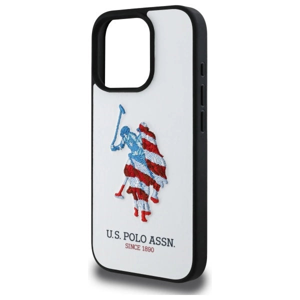 US Polo USHCP15XPUSH iPhone 15 Pro Max 6.7" white/white Leather Big DH American Flag_2