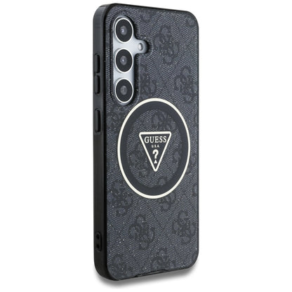 Guess 4G Glitter Triangle Buttons MagSafe Case for Samsung Galaxy S25 Plus Black_3