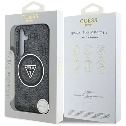 Guess 4G Glitter Triangle Buttons MagSafe Case for Samsung Galaxy S25 Plus Black_7