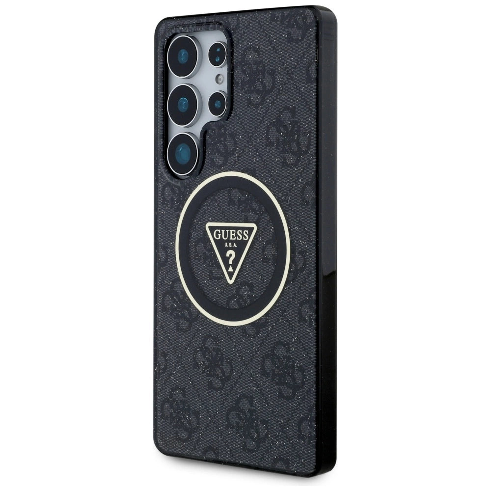 Guess 4G Glitter Triangle Buttons MagSafe Case for Samsung Galaxy S25 Ultra Black_1