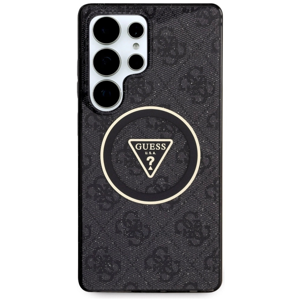 Guess 4G Glitter Triangle Buttons MagSafe Case for Samsung Galaxy S25 Ultra Black_2