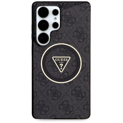 Guess 4G Glitter Triangle Buttons MagSafe Case for Samsung Galaxy S25 Ultra Black_2