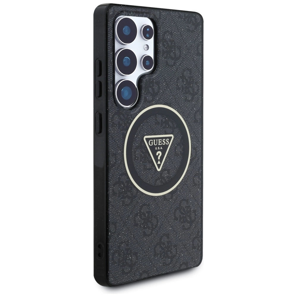 Guess 4G Glitter Triangle Buttons MagSafe Case for Samsung Galaxy S25 Ultra Black_3