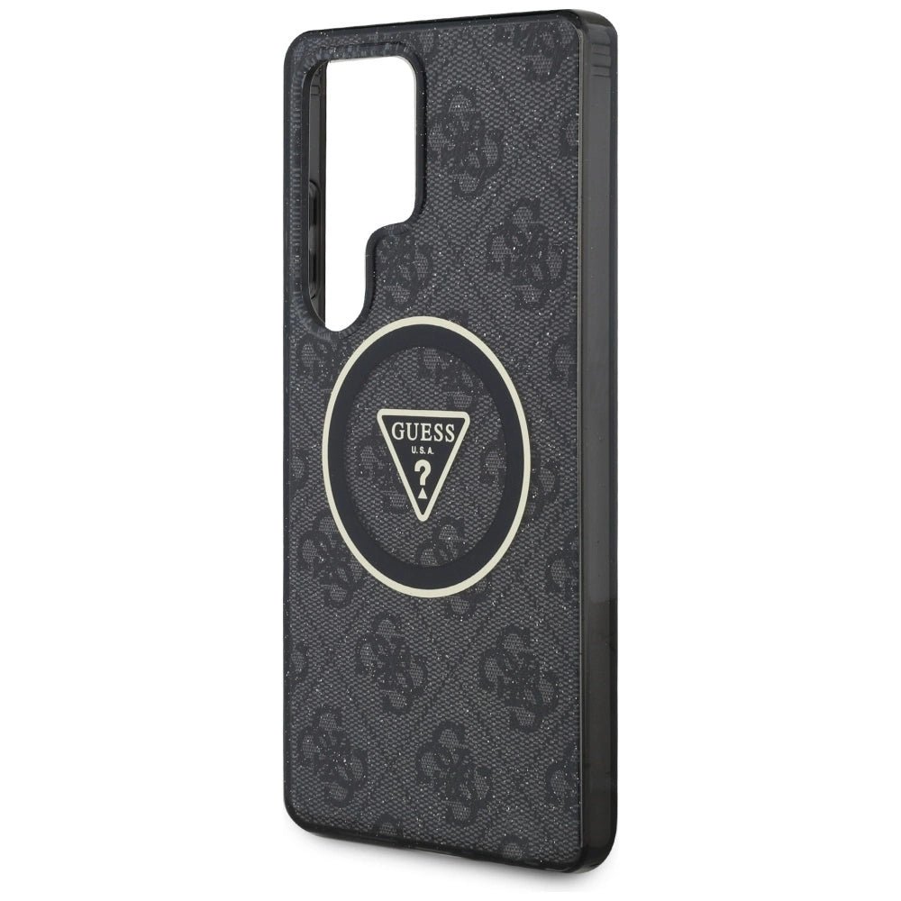 Guess 4G Glitter Triangle Buttons MagSafe Case for Samsung Galaxy S25 Ultra Black_5