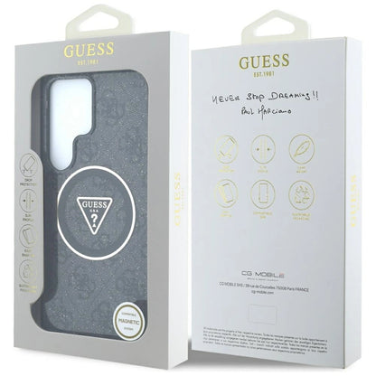 Guess 4G Glitter Triangle Buttons MagSafe Case for Samsung Galaxy S25 Ultra Black_7