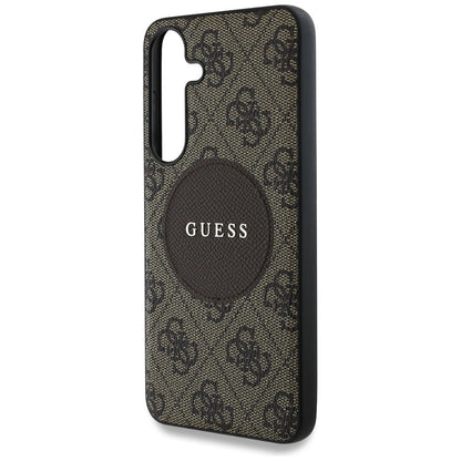 Guess 4G Round Patch Classic Logo MagSafe Case for Samsung Galaxy S25 Plus Brown_5