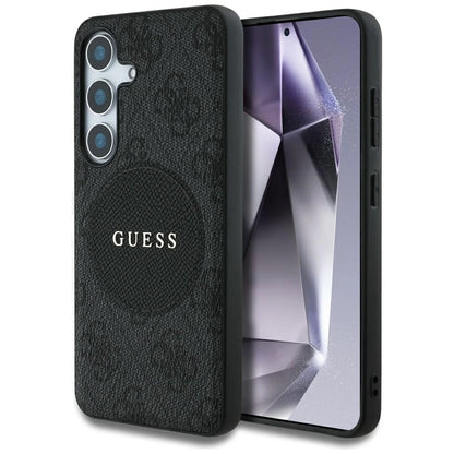 Guess 4G Round Patch Classic Logo MagSafe case for Samsung Galaxy S25 Plus black_0