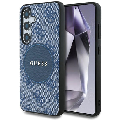 Guess 4G Round Patch Classic Logo MagSafe case for Samsung Galaxy S25 Plus blue_0