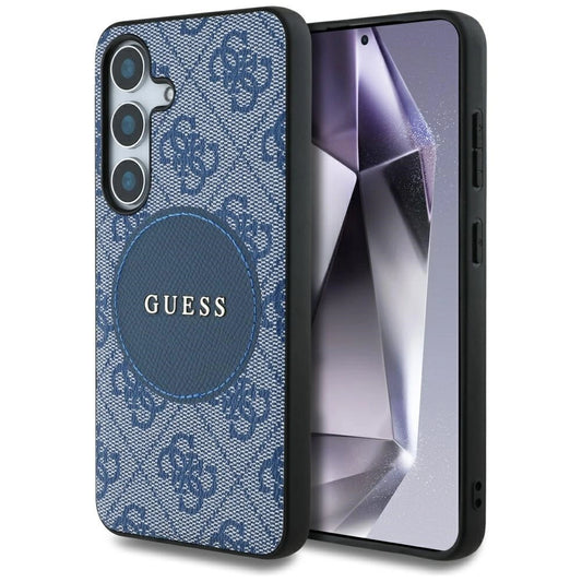 Guess 4G Round Patch Classic Logo MagSafe case for Samsung Galaxy S25 Plus blue_0