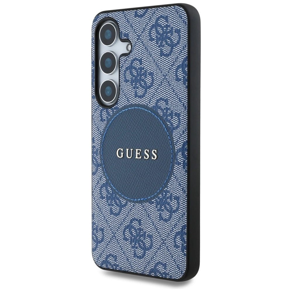 Guess 4G Round Patch Classic Logo MagSafe case for Samsung Galaxy S25 Plus blue_1