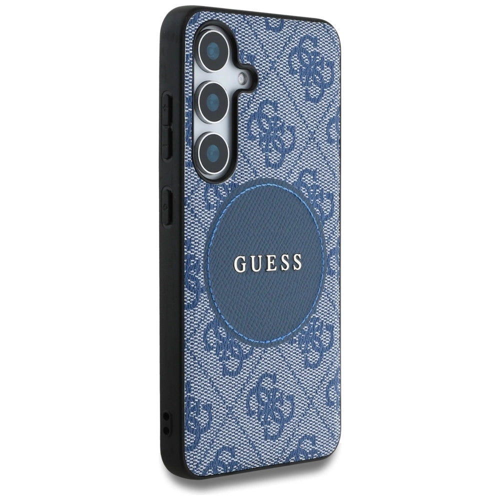 Guess 4G Round Patch Classic Logo MagSafe case for Samsung Galaxy S25 Plus blue_3