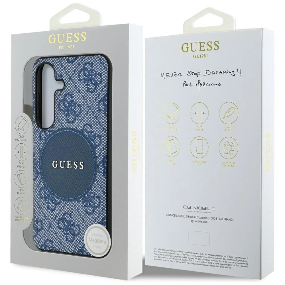 Guess 4G Round Patch Classic Logo MagSafe case for Samsung Galaxy S25 Plus blue_7