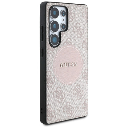Guess 4G Round Patch Classic Logo MagSafe Case for Samsung Galaxy S25 Ultra Pink_3