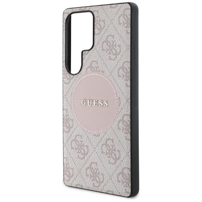 Guess 4G Round Patch Classic Logo MagSafe Case for Samsung Galaxy S25 Ultra Pink_5