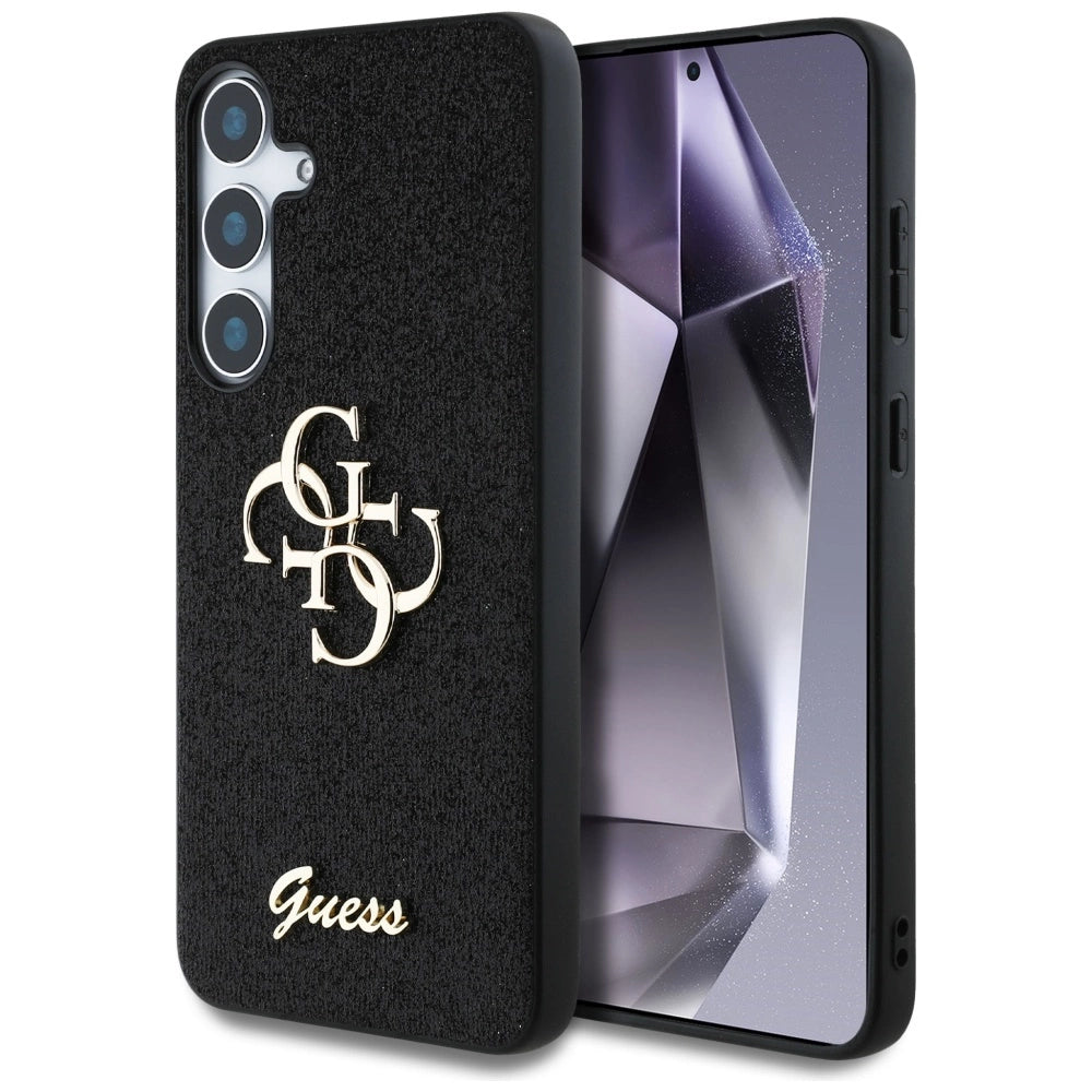 Guess Fixed Glitter Big 4G Metal Logo case for Samsung Galaxy S25 black_0